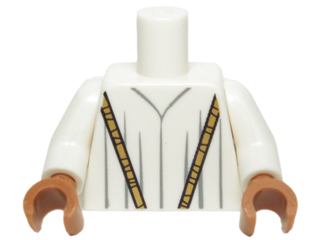 973pb1695c01 - Torso Robe with Long Gold Necklace Pattern / White Arms / Medium Nougat Hands