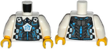 973pb1726c01 - Torso Body Armor with Dark Azure Ultra Agents Logo on Silver Pentagon over Shirt and Dark Blue Tie Pattern / White Arms / Yellow Hands