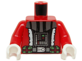973pb1750c01 - Torso Santa Jacket with White Trim and SW Darth Vader Pattern / Red Arms / White Hands