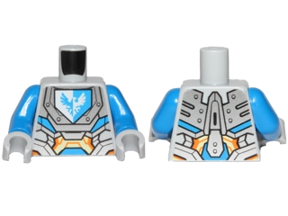 973pb2596c01 - Torso Nexo Knights Armor with Orange and Gold Circuitry and Emblem with Blue Falcon Pattern / Blue Arms / Light Bluish Gray Hands