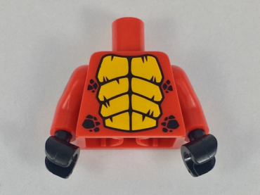 973pb3066c01 - Torso with Bright Light Orange Large Scales, Black Small Scales Pattern / Red Arms with Black Scales Pattern / Black Hands