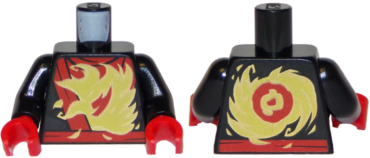 973pb3200c01 - Torso Ninja Robe with Red Belt and Sash and Spinjitzu Fire Burst Pattern / Black Arms / Red Hands
