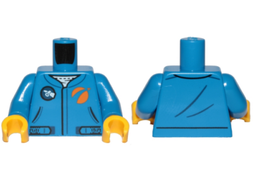 973pb3558c01 - Torso Jumpsuit with Black Outlined Belt and White Satellite Logo Pattern / Blue Arms / Yellow Hands