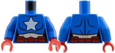 973pb3736c01 - Torso Female White Star, Light Nougat Midriff, Red Belt Pattern / Blue Arms with 3 White Stars Pattern / Red Hands