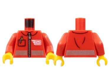 973pb3755c01 - Torso Jacket with Silver Reflective Stripe and Zipper, Pen in Pocket, and White Envelope Airmail Logo Pattern / Red Arms / Yellow Hands