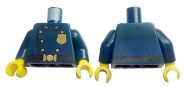 973pb4127c01 - Torso Police Uniform Vintage, Gold Star Badge Logo, Buttons, Buckle and Black Belt Pattern / Dark Blue Arms / Yellow Hands