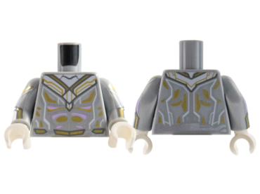 973pb4412c01 - Torso Armor, Gold and Lavender Muscle Highlights Pattern / Light Bluish Gray Arms with White Cuff, Gold and Lavender Circuitry Pattern / White Hands