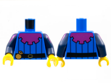 973pb4561c01 - Torso Magenta Mantle, 5 Dark Blue Pinstripes, Black Belt with Pouch Pattern / Dark Blue Arms with Magenta Shoulder Stripes Pattern / Yellow Hands