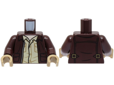 973pb5166c01 - Torso Open Jacket with Pockets, Silver Zipper and Gold Clasps, Tan Shirt, Light Nougat Neck Pattern / Dark Brown Arms / Dark Tan Hands