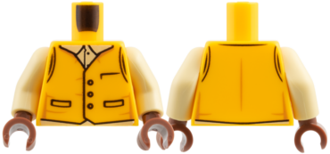 973pb6273c01 - Torso Vest with Black Outline Buttons and Pockets, Tan Shirt Collar Pattern / Tan Arms / Reddish Brown Hands