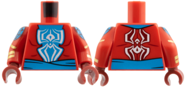 973pb6283c01 - Torso Jacket, Medium Azure Shirt and Sash, White Spider Pattern / Red Arms with Medium Azure Web Circle, Gold Rings Pattern / Dark Red Hands