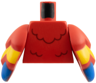 973pb6431c01 - Torso Dark Red Feathers Pattern / Red Bird Wings with Yellow and Blue Feathers Pattern