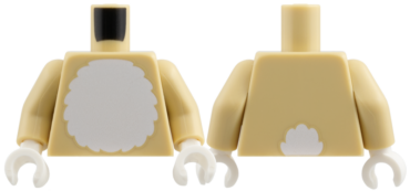 973pb6455c01 - Torso White Round Fur Belly, Cotton Tail on Back Pattern / Tan Arms / White Hands