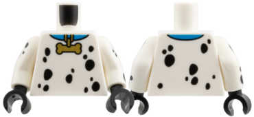 973pb6456c01 - Torso Blue Collar with Gold Bone Tag, Black Spots Pattern / White Arms with Black Spots Pattern / Black Hands