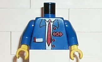 973px32c01 - Torso Train Suit Open, Notepad, Red Long Tie and Logo Pattern / Blue Arms / Yellow Hands