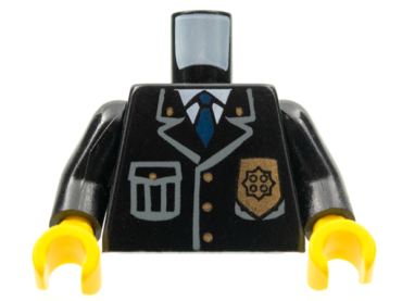 973px431c01 - Torso Police Jacket with Pocket, Gold Badge and Blue Tie Pattern / Black Arms / Yellow Hands