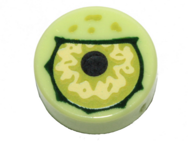 98138pb109 - Tile, Round 1 x 1 with Lime Eye with Black Pupil Partially Closed Pattern