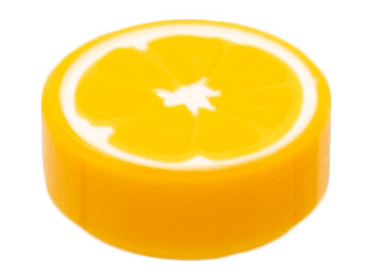 98138pb262 - Tile, Round 1 x 1 with Orange Fruit Slice Pattern