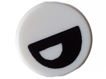 98138pb366 - Tile, Round 1 x 1 with Black Eye Partially Closed with Off-Center Half Circle Pupil Pattern