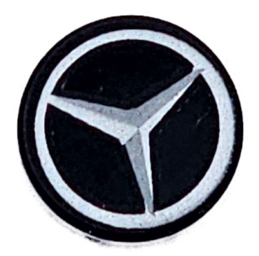 98138pb429 - Tile, Round 1 x 1 with Dark Silver and Silver Mercedes-AMG Logo Pattern