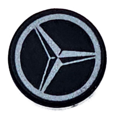 98138pb431 - Tile, Round 1 x 1 with Dark Silver Mercedes-AMG Logo Pattern
