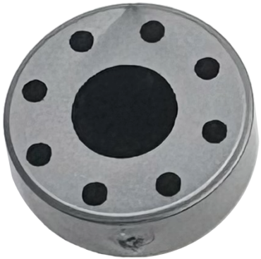 98138pb459 - Tile, Round 1 x 1 with Black Center Circle and 8 Dots Pattern
