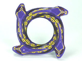 98342pb02 - Ring 4 x 4 with 2 x 2 Hole and 4 Snake Head Ends and Yellow Scales Snake Pattern (Ninjago Spinner Crown)
