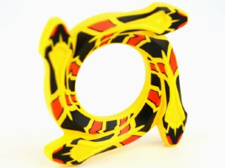 98342pb04 - Ring 4 x 4 with 2 x 2 Hole and 4 Snake Head Ends and Red and Black Scales Snake Pattern (Ninjago Spinner Crown)