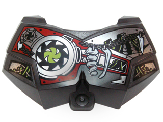 98603pb019 - Large Figure Chest Armor Small with White Bones, Lime Wires, Pearl Dark Gray Chain and Silver Blades on Red and Silver Armor Plating Pattern