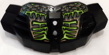 98604pb04 - Hero Factory Chest Armor Large with Dark Bluish Gray and Gold Rocks with Lime Fractures Pattern (Stickers) - Set 71316