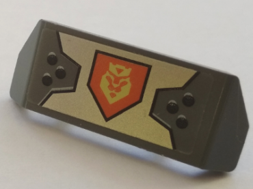 98834pb13 - Vehicle, Spoiler with Bar Handle with Silver Armor Plate, Bright Light Yellow King Symbol on Orange Pentagonal Shield Pattern (Sticker) - Set 70327