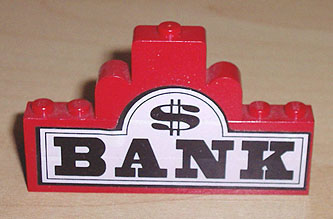 BA007pb01 - Stickered Assembly 8 x 1 x 4 with 'BANK' and Dollar Sign Pattern (Sticker) - Set 6765
