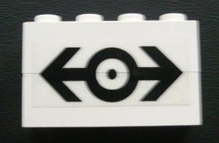 BA008pb08 - Stickered Assembly 4 x 1 x 2 with Train Logo Black Pattern (Sticker) - Set 4555 - 2 Brick 1 x 4