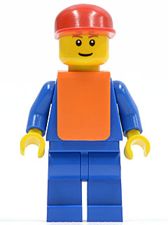 air034 - Airport - Blue 3 Button Jacket & Tie, Red Cap, Blue Legs, Orange Vest, Eyebrows