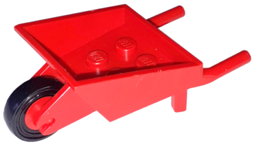 bb1310c01 - Fabuland Utensil Wheelbarrow with Red Pulley Wheel with Black Tire 14mm D. x 4mm Smooth Small Single (bb1310 / 3464c01)