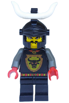 cas046 - Knights Kingdom I - Cedric the Bull (Robber Chief), Black Dragon Helmet, Horns