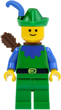 cas132a - Forestman - Blue, Green Hat, Blue Feather, Quiver