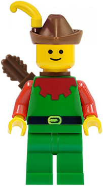 cas140a - Forestman - Red, Brown Hat, Yellow Feather, Quiver