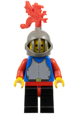 cas179 - Breastplate - Blue with Red Arms, Black Legs with Red Hips, Dark Gray Grille Helmet, Red Plume Dragon