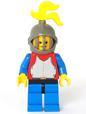 cas191 - Breastplate - Red with Blue Arms, Blue Legs with Black Hips, Dark Gray Grille Helmet, Yellow Plume