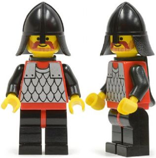 cas318 - Scale Mail - Red with Black Arms, Black Legs with Red Hips, Black Neck-Protector, Black Plastic Cape