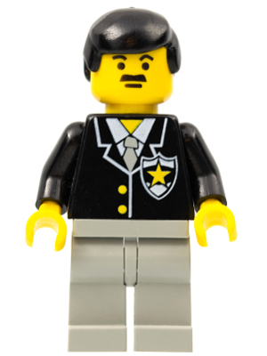 cop035 - Police - Suit with Sheriff Star, Light Gray Legs, Black Male Hair