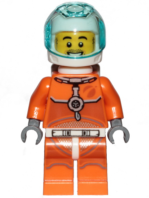 cty1059 - Astronaut - Male, Orange Spacesuit with Dark Bluish Gray Lines, Trans Light Blue Large Visor, Stubble