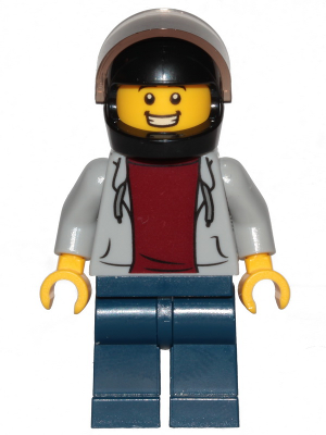 cty1089 - Pizza Delivery Guy - Hooded Sweatshirt, Dark Blue Legs, Black Helmet