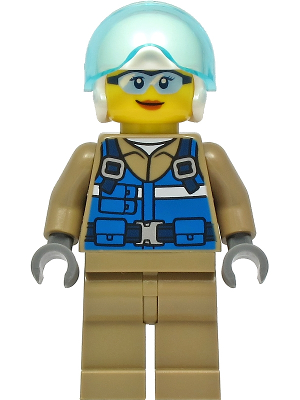 cty1296 - Wildlife Rescue Pilot - Female, Blue Vest, White Helmet, Dark Tan Legs