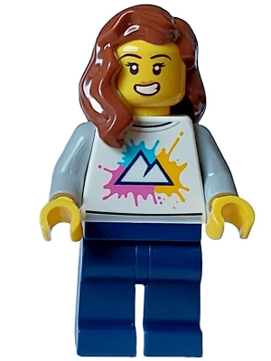 cty1584 - Cozy House Resident - Female, White Shirt with Mountains Logo, Dark Blue Legs, Reddish Brown Hair