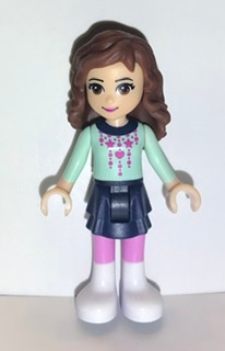 frnd0030 - Friends Olivia (Light Nougat) - Dark Blue Layered Skirt, Light Aqua Long Sleeve Christmas Top