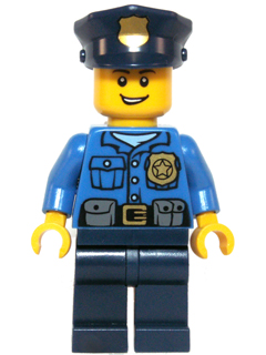 hol042 - Police - Gold Badge, Police Hat, Open Grin
