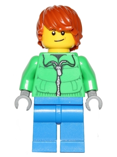 hol051 - Winter Jacket Zipper, Blue Legs, Dark Orange Hair, Crooked Smile