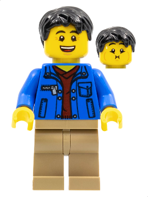 hol282 - Man, Black Hair, Blue Jacket, Dark Red Shirt, Dark Tan Legs